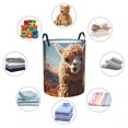 thumbnail image 4 of Balery Fluffy Alpaca Mountain Meadow Cesta de ropa redonda con asas, impermeable, independiente, para ropa, juguetes, dormitorio y familia-Small, 4 of 6