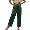 thumbnail image 5 of Satin Pants for Women Palazzo Pants Petite Plus Size Casual Solid High Waist Wide Leg Vacation Cropped Trousers Trendy Clothing Pull On with Pockets, 5 of 6