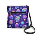thumbnail image 2 of LedBack Galaxy Skull Print Women Crossbody Purse Leather Hobo Bag Sling Shoulder Bag with Zipper Front and Back Pockets, Satchel Purse with Adjustable Strap, Blue, 2 of 7