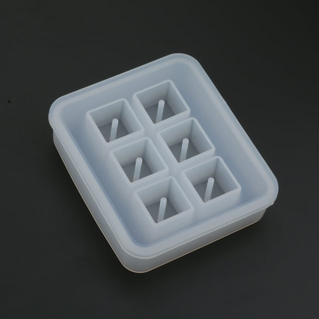 pitrice Moule de Perles en Silicone Transparent Rectangulaire Boule Carrée 6 Trous de Suspension Moule de Bijoux Bricolage