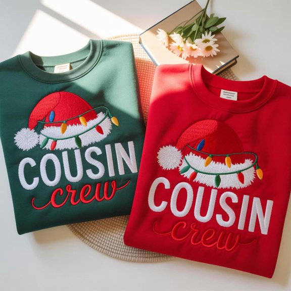 Embroidered Cousin Crew Christmas, Sweatshirt