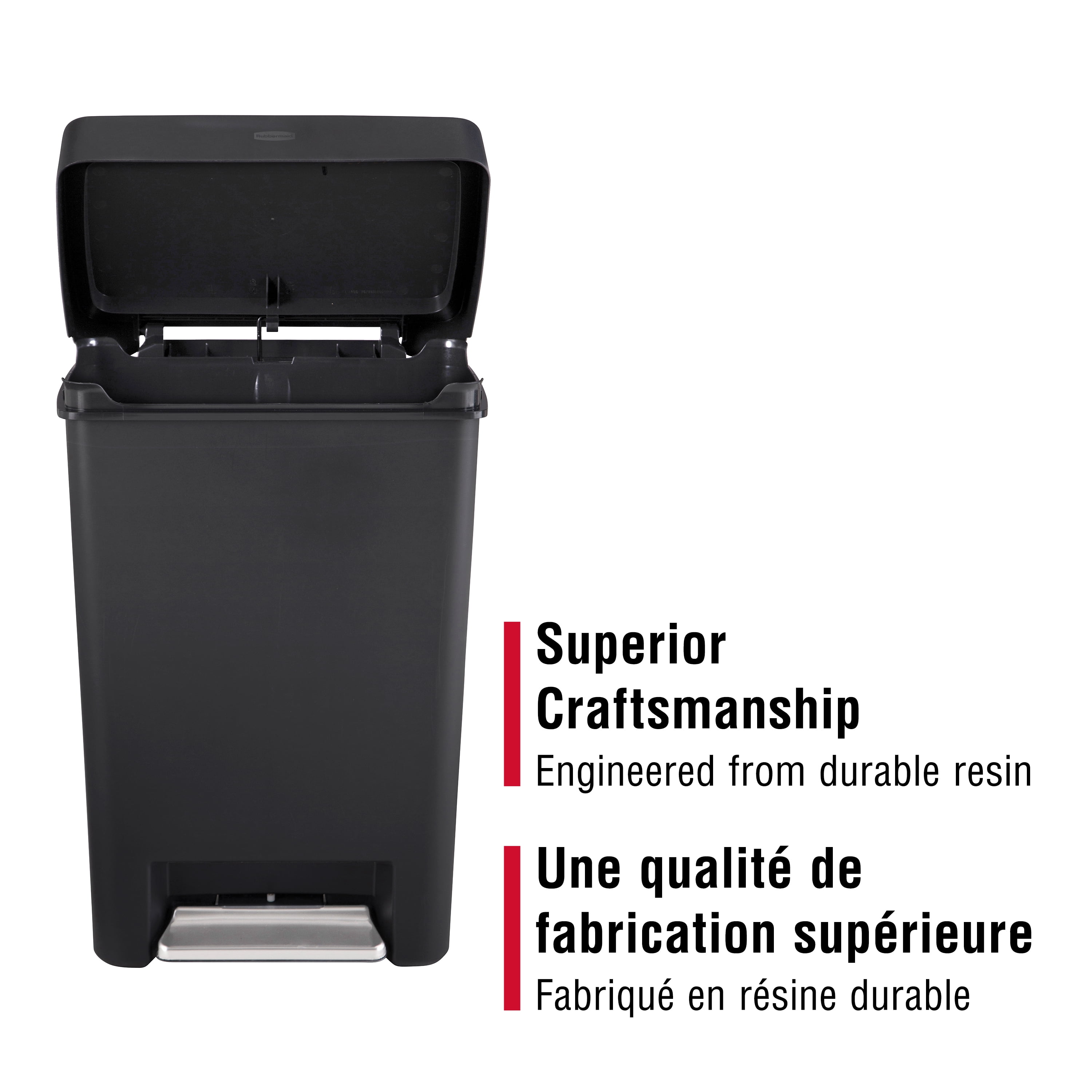 Rubbermaid 13 Gallon Step-On Kitchen Trash Can with Lid, Garbage Can, Charcoal Trash Container, 49 l