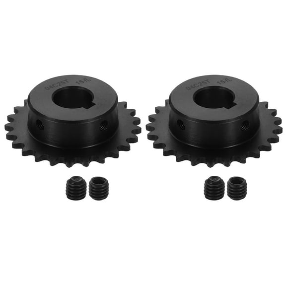 2Pack #25 Chain Roller Sprocket 15mm Bore 1/4" Pitch 25 Tooth Keyway 5 x 2.3mm