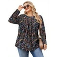thumbnail image 3 of Fantaslook Plus Size Womens Blouses Long Sleeve Floral Tunic Tops Henley Neck Flowy Fall Shirts, 3 of 8