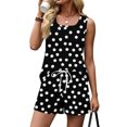 thumbnail image 6 of Short Sets for Women 2 Piece Outfits Sleeveless Stripe Floral Print Tops Short Sets Summer Vacation Outfits Going Out Tops, 6 of 8