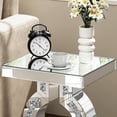 thumbnail image 6 of Crushed Diamond Mirrored End Table, Silver Side Accent Table, Small Mirrored Coffee Table for Living Room, Bedroom, 16"x12"x23", 6 of 7