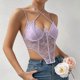 thumbnail image 4 of Sexy Halter Tops Women Going Out Tops Deep V Neck for Tank Tops Sleeveless Backless Cami Crop for Vacation Club Party Da Purple L, 4 of 4