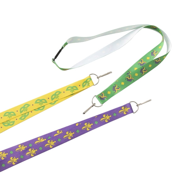 Mardi Gras Print Breakaway Lanyards - 12 Pieces