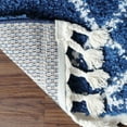 thumbnail image 6 of Diamond Weave Plush Polypropylene Indoor Shag Area Rug with Fringe - 4' x 6’, Cream-Blue, 6 of 10