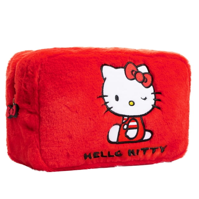 Bolsa de maquillaje Hello Kitty Fluffy Kawaii bolsa de viaje para mujer