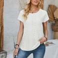 thumbnail image 7 of Timegard Womens Tops Cap Sleeve Eyelet Round Neck Summer Dressy Casual Loose Top Blouses Basic Shirts, 7 of 7