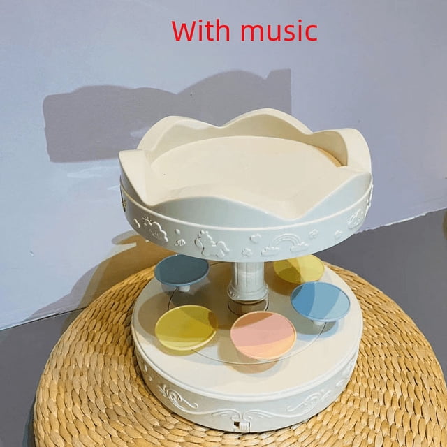 Con controlador de vida giratorio de música, plato giratorio automático, controlador de vida giratorio, máquina de postres con música, mesa de exhibición de pasteles para cumpleaños