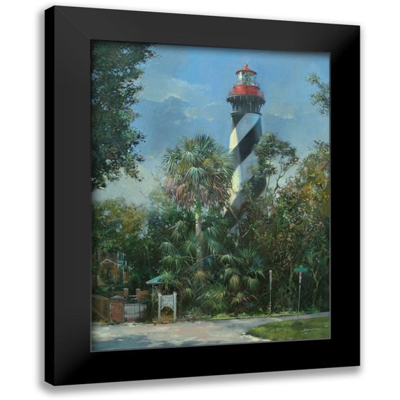 Bansemer, Roger 11x14 Black Modern Framed Museum Art Print Titled - St. Augustine Lighthouse and Carver Street