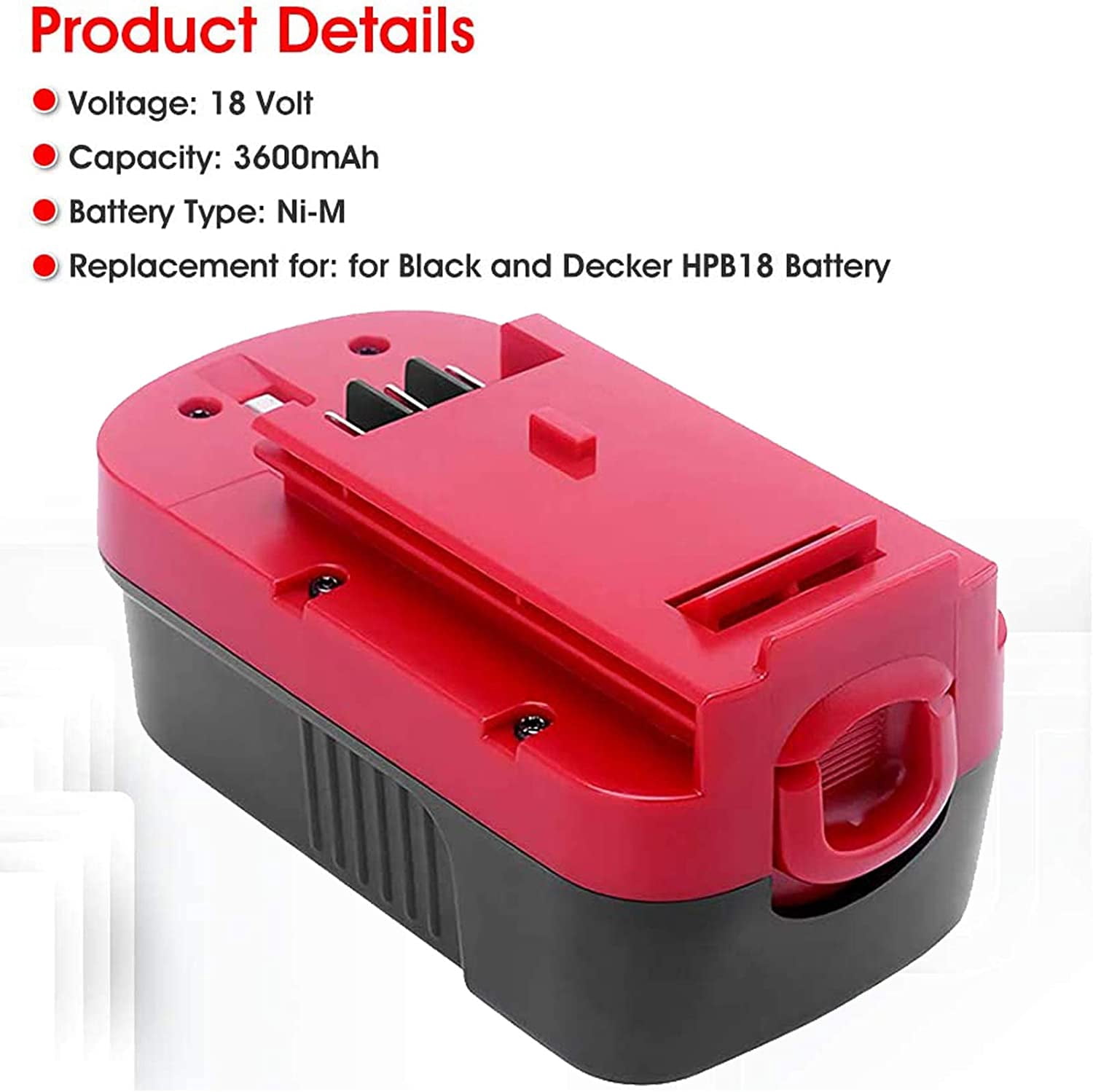 2-Pack [Upgraded to 3600mAh] HPB18 Replacement for Black and Decker 18V Battery Compatible with Black and Decker 18 Volt Battery Ni-Mh 244760-00 A1718 FS18FL FSB18 Firestorm Cordless Tools