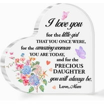 Daughter Gifts from Mom,I Love You Daughter Gifts,Daughter Acrylic Heart,I Love You for The Little Girl Quote Acrylic Heart Plaque Desk Decor A488
