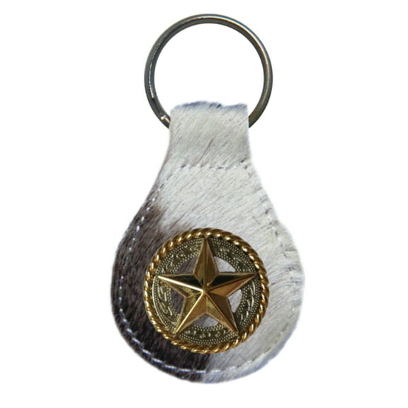 Gold Star leather key fob or keychain Hair