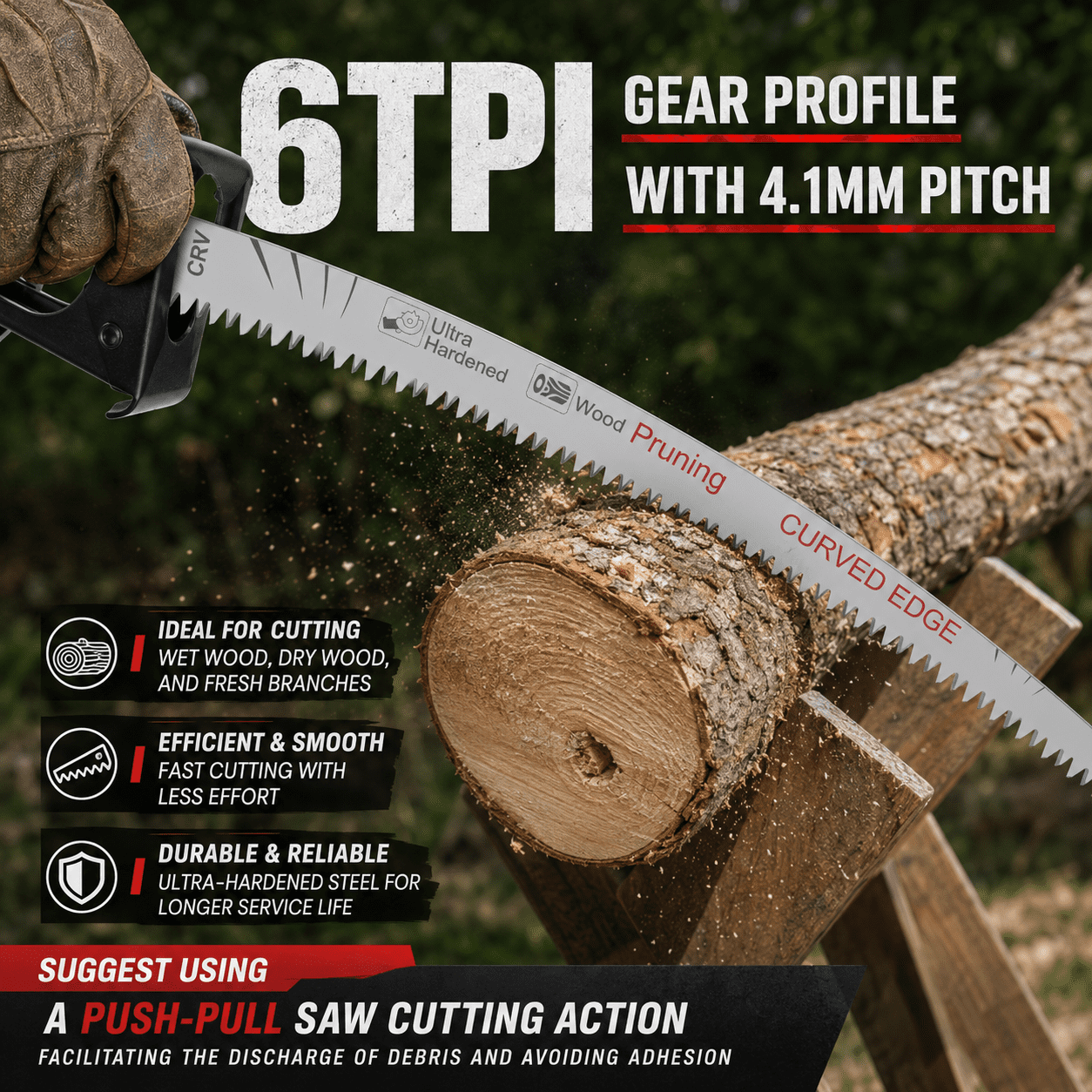 Japanese Teeth Reciprocating Saw Blades, 15-Inch 6TPI for Wood Cutting & Tree Pruning