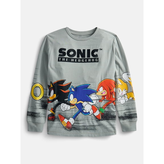 Sega Sonic The Hedgehog Boys Long Sleeve T-Shirt, Sizes XS 4/5-XXL 18/20