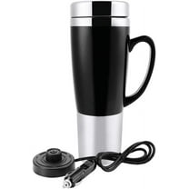ABCISI 12V Car Kettle Boiler - 450ml Electric Water Insulated Car Mug - Travel Heating Cup Kettle - Car Heating Travel Cup for Hot Coffee/Milk/Tea(Black)