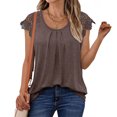 thumbnail image 3 of WMTBSRSW Womens Summer Tops Trendy 2025 Lace Trim Cap Sleeve T Shirts Crew Neck Pleated Front Clothes Fashion, 3 of 8