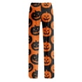 thumbnail image 5 of Halloween Costumes Pajama Pants Women Elastic Waist Halloween Cute Ghost Printed Loose Cotton Plus Size Sleep Pants Orange 3XL, 5 of 6