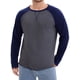 thumbnail image 1 of Camiseta de manga larga para hombre, color bloque, estilo casual, raglán, talla XL, gris azul, 1 of 6