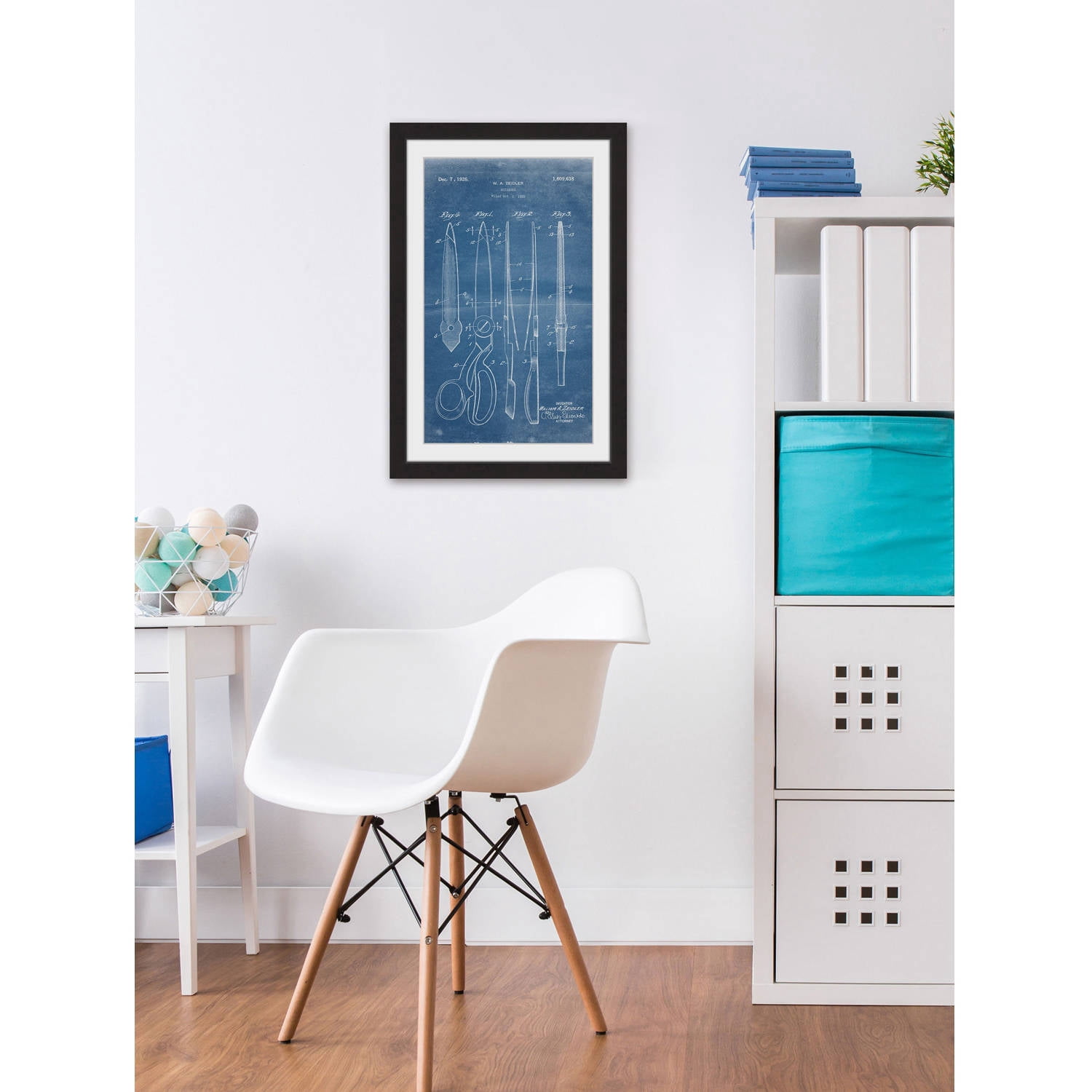 "Scissors 1925 Blueprint" Framed Painting Print