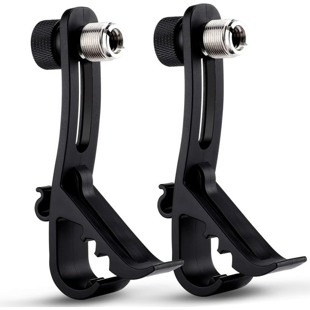 2PCS Drum Microphone Clip, Adjustable Mic Mount Clamp Holder Mic Securing Clip, Shockproof Drum Mounts for Musical Instrument Supplies, Microphone Drum Mount for Professional Drum Recording