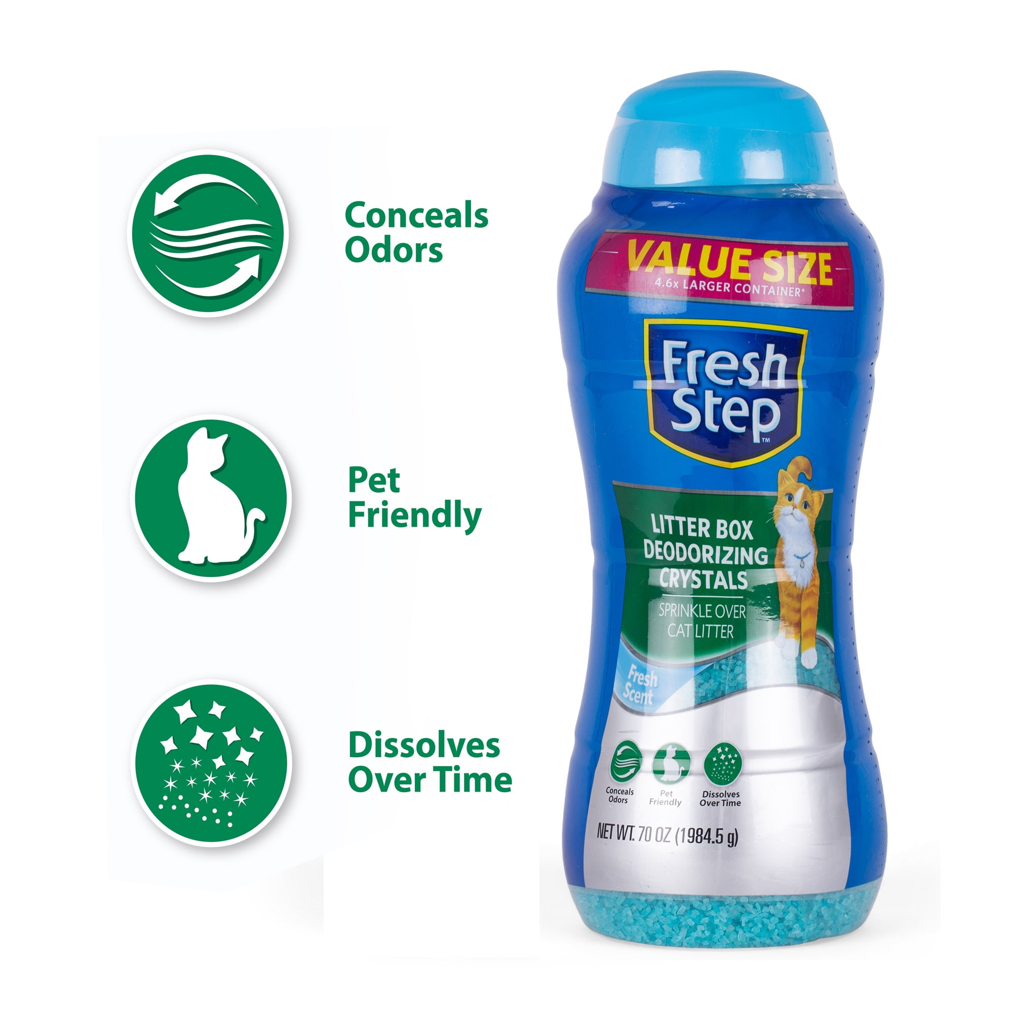 Fresh Step Cat Litter Deodorizer Crystals, Fresh Scent, 70 oz.