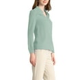 thumbnail image 4 of INSPIRE CHIC Women's Elegant V Neck Long Sleeves Button Down Shirt S Light Green, 4 of 6