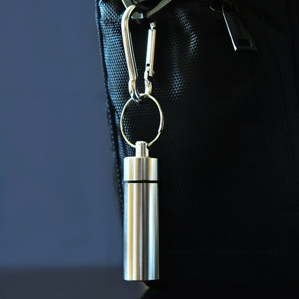 Keyring Tablets Medicine Container Pill Box Aluminium Holder Key NICE