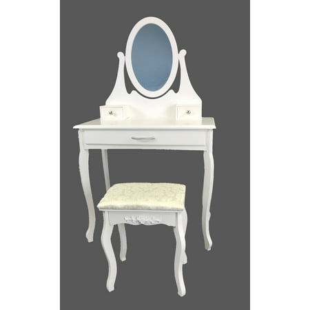Viscologic Cherish Wooden Mirrored, Viscologic Pearl Wooden Mirrored Makeup Vanity Table White