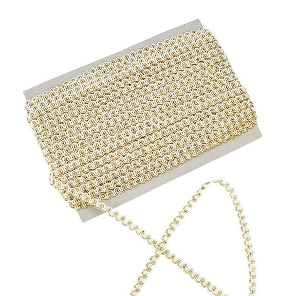 1card 21 Yards Lace Trim 1/4 inch(6mm) Gimp Braid Scroll Braid Trim Golden & White Polyester Ribbon Fabric Trim Lace Ribbon for Pillow Sewing Crafting Costume Jewellery Crafts