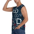 thumbnail image 3 of Haiem Men's Navy Blue Geometric Print Tank Tops Summer Sleeveless Cut Off Workout T-Shirts Fitness Vest Athletic Undershirts-Large, 3 of 8