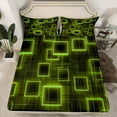 thumbnail image 2 of YST Geometry Yellow Green Sheet Set Geometric Strip Lines Sheets Full Size,Modern Gradient Cubes Bed Sheets Set Abstract Art Flat Fitted Sheet For Children Adult Bedroom Decor, 2 of 7