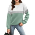 thumbnail image 3 of STICHOU Womens Long Sleeve Shirts Color Block Casual Crew Neck Comfort Sweatshirts Winter Fashion Pullover with Pockets Green XL, 3 of 5