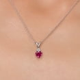 thumbnail image 3 of Gem Stone King 14K White Gold Red Created Ruby and Lab Grown Diamond Pendant Necklace for Women | 0.63 Cttw | Gemstone July Birthstone | Heart Shape 5MM | With 18 inch Chain, 3 of 6