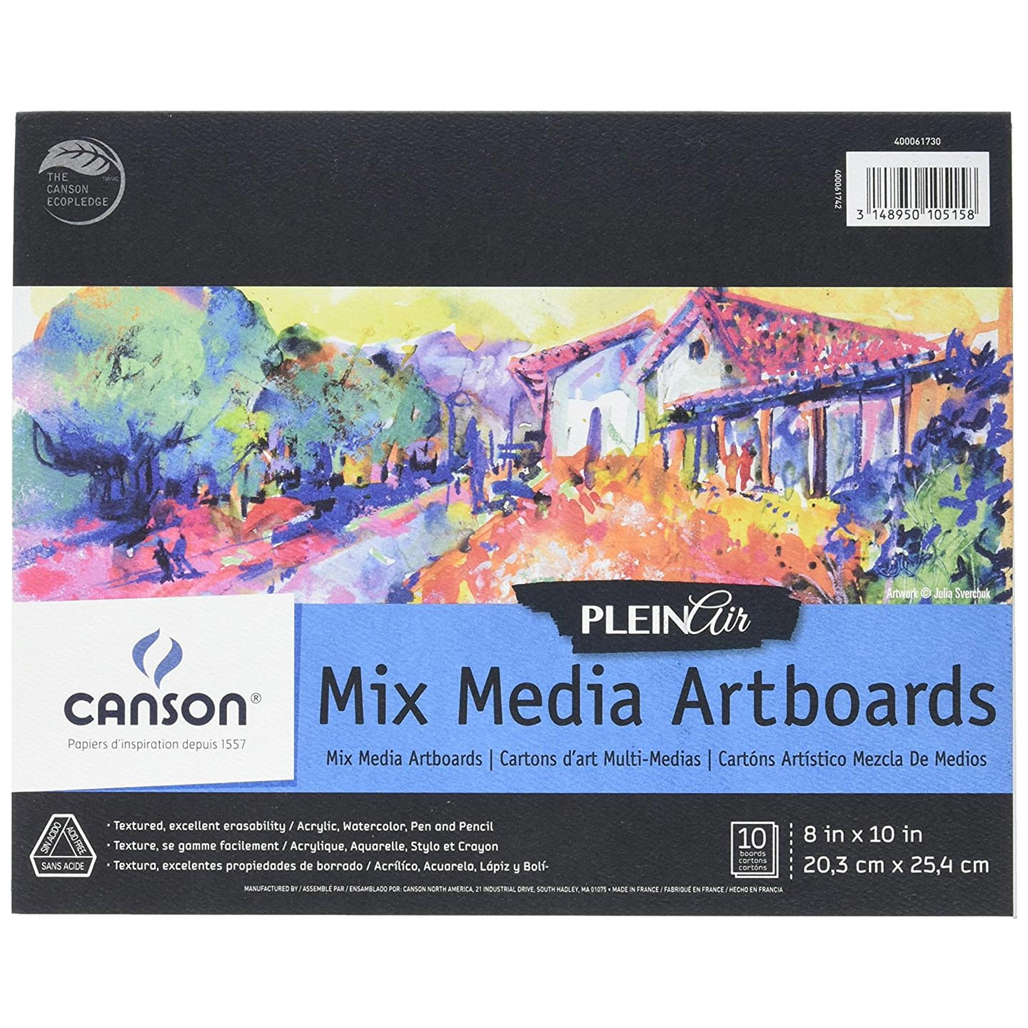 Plein Air Canvas Paper Pad 8 X 10 inches, 10 sheets