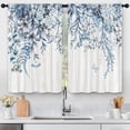 thumbnail image 4 of Blue Leaves Plant Kitchen Curtains 27.5W x 39L Inch Botanical Wood Wooden Rustic Farmhouse Eucalyptus Rod Pocket Short Cafe Tier Small Window Treatment Drapes Decor 2 Panels, 4 of 5