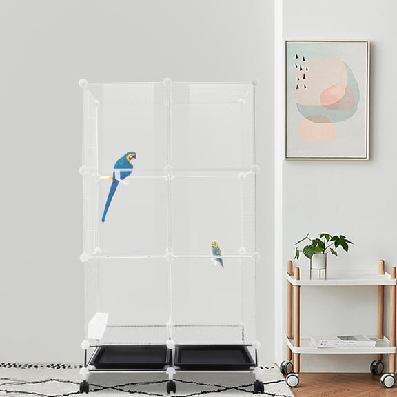 3-Tier Iron Resin Bird Cage with 6 Braked Universal Wheels for 1-10 Small Medium Birds Parrot