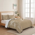 thumbnail image 5 of King Quilt Set 96''x106'', Beige White Floral Lightweight Summer Bedspread Coverlet Set with 2 Pillow Shams, Abstract Art Summer Botanical Breathable All Season Quilt Bedding for Bedroom/Guest Room, 5 of 9