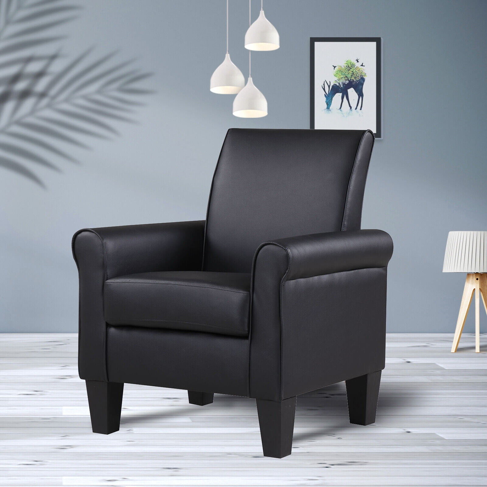 Lohoms Accent Arm Chair，Modern Faux Leather Accent Chair Uplostered ...