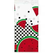 Unique Checkered Watermelon 54" x 84" Plastic Tablecover, Multicolors