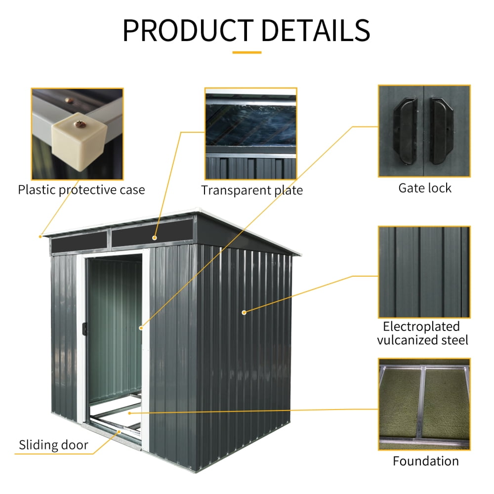 All-Weather 6x5FT Storage Shed - Steel Construction with Locking Doors & Clear Polycarbonate Windows
