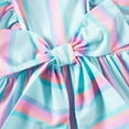 thumbnail image 5 of Little Girls Summer Dresses Casual Striped Bow A Line Dress With Flutter Sleeves Clothes for Kids Size 5-6T, 5 of 7
