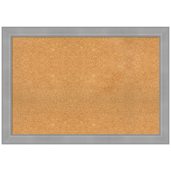 Amanti Art Natural Cork Board Framed Vista Brushed Nickel Bulletin Board 40 in. x 28 in.