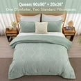 thumbnail image 3 of Sage Green Queen Size Comforter Sets, 3 Pieces Lightweight Chevron Tufted Bedding Comforter Set, Fluffy Down Alternative Comforter Bed Set Gift Choice (90x90In Comforter and 2 Pillowcases), 3 of 8