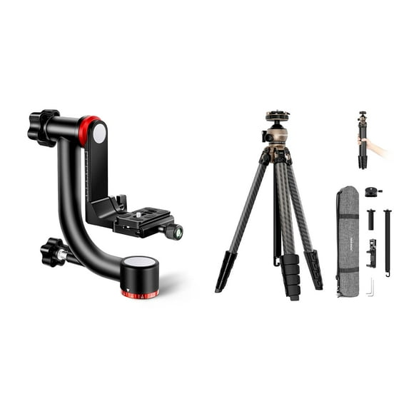 NEEWER GM101 Gimbal Tripod Head Professional Heavy Duty Aluminum Alloy with Arca Type Quick Release Plate, Smoother 360° Panoramic Shooting for DSLR Camera, LITETRIP