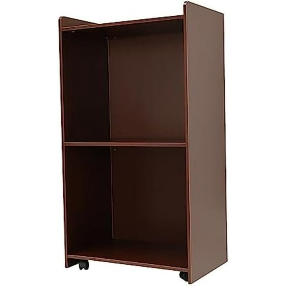 Portable Podium Stand with Wheels, Wooden Podium Stand with Storage, Podium Stand Reception Desk with 2 Storage Adjustable Shelves for Conference, Auditorium, Classroom (41.34 Inches, Black)$$Office