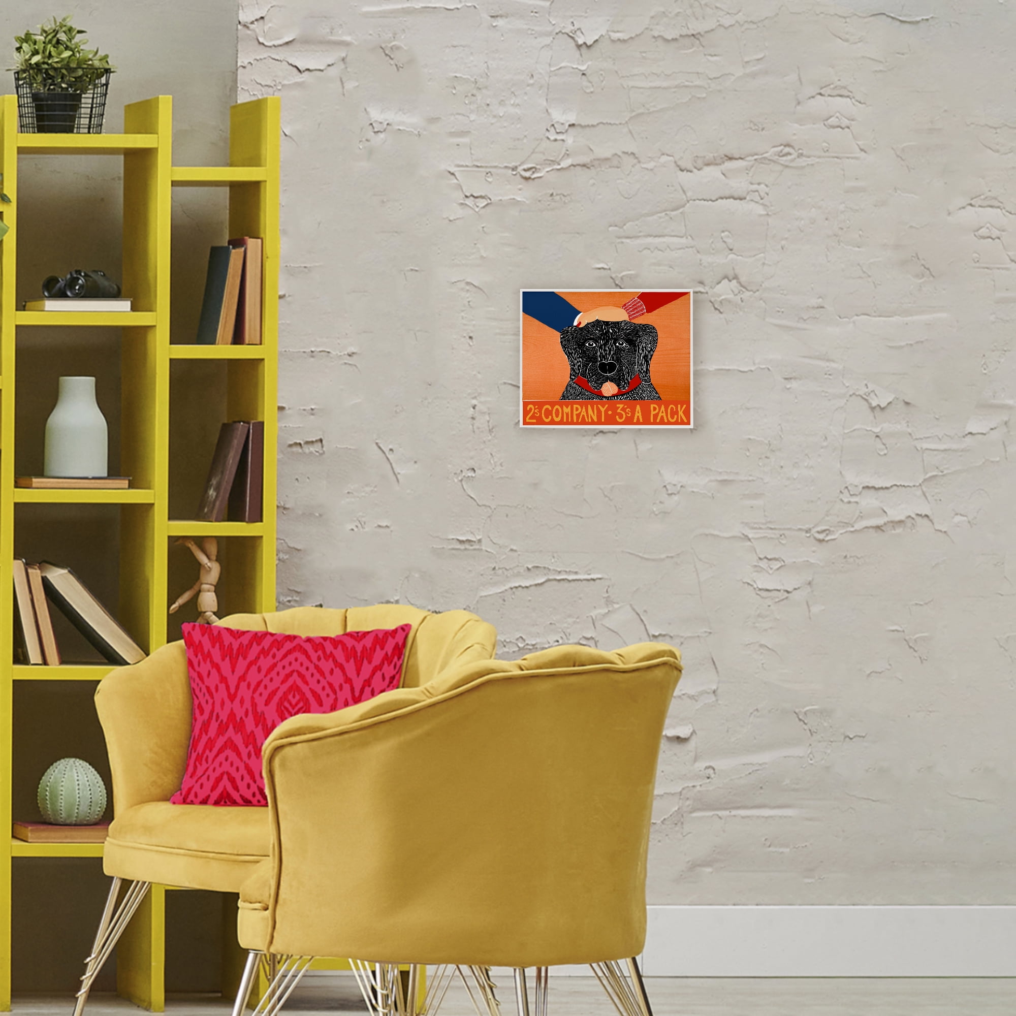 2's Company Dog White Framed Giclee Art, design by Stephen Huneck